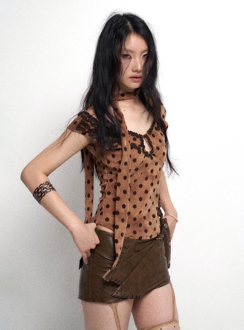Velvet Dot Cami Bustier Top