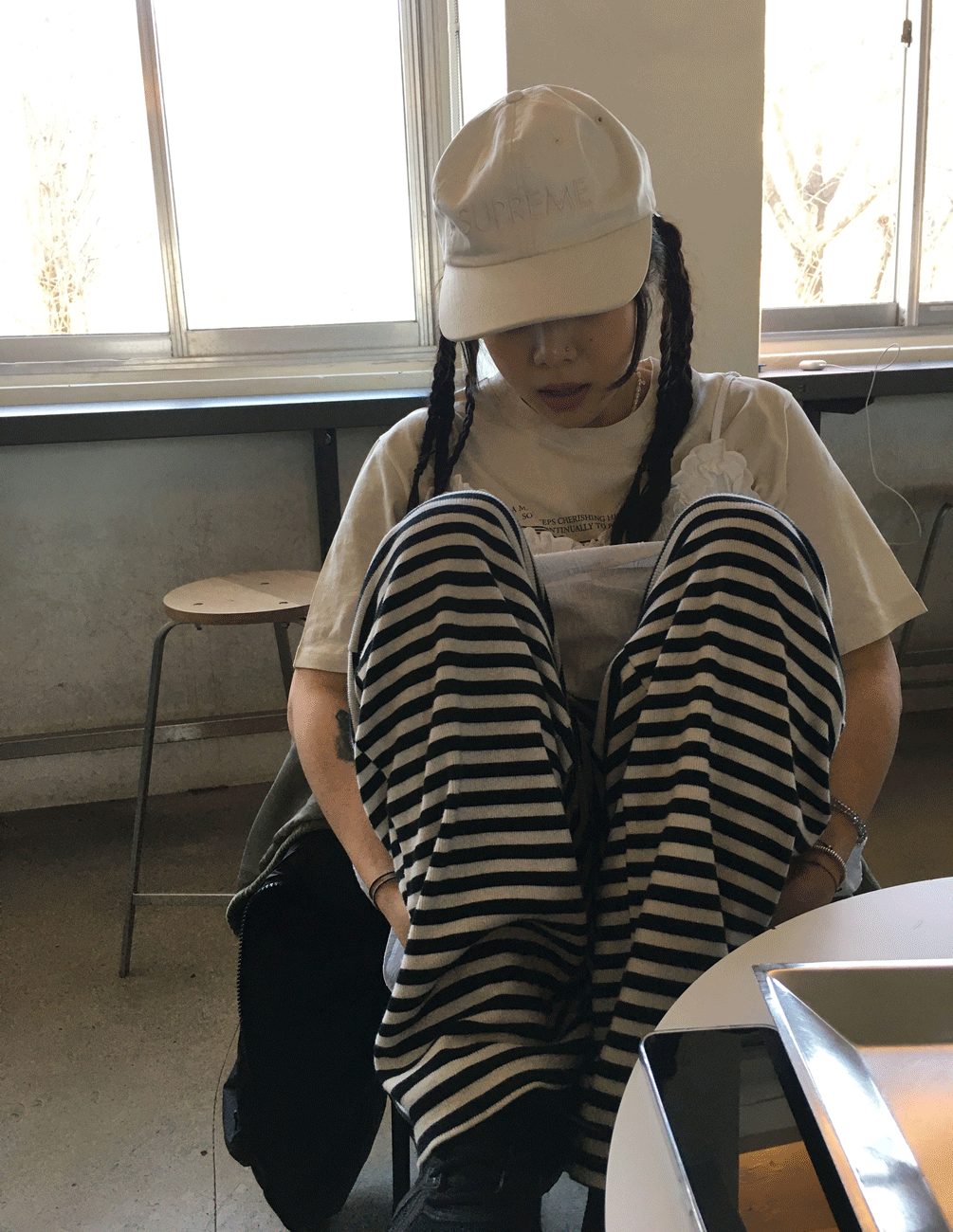happy striped pants