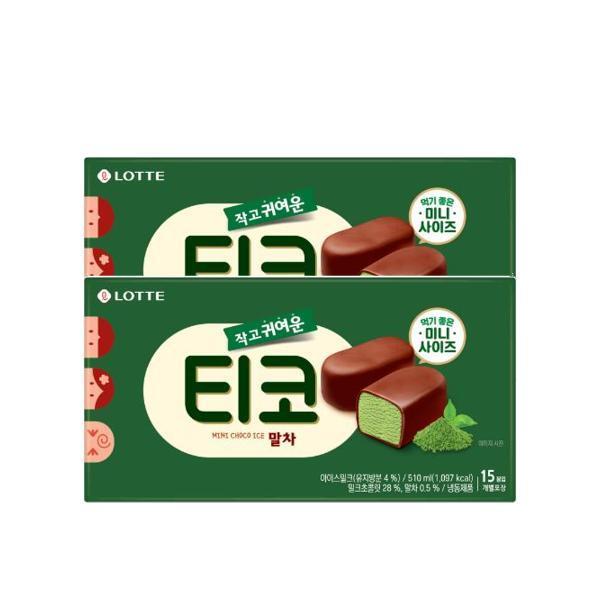 롯데 [NEW]티코 말차(510mlX2개) 1세트 달다구리 아이들 유치원 초등학생 사무실 탕비실 간식
