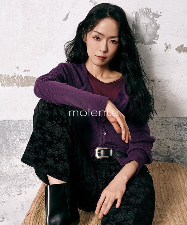 모렌트 [mlt] 비올렛 골지 라운드넥 긴소매 가디건
