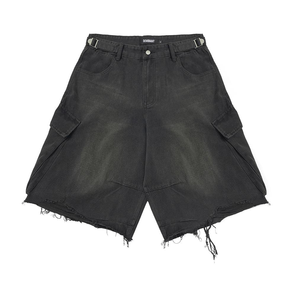 Dirty wide bermuda pants_Denim black