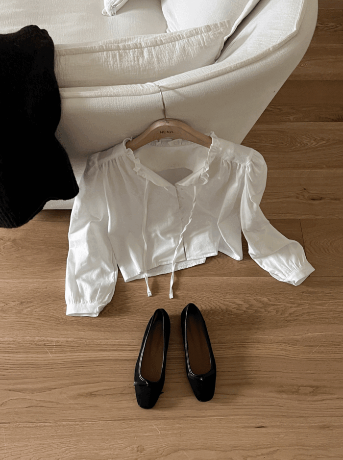 98도씨 [신상할인/하객룩] 디아 피치기모 프릴 블라우스