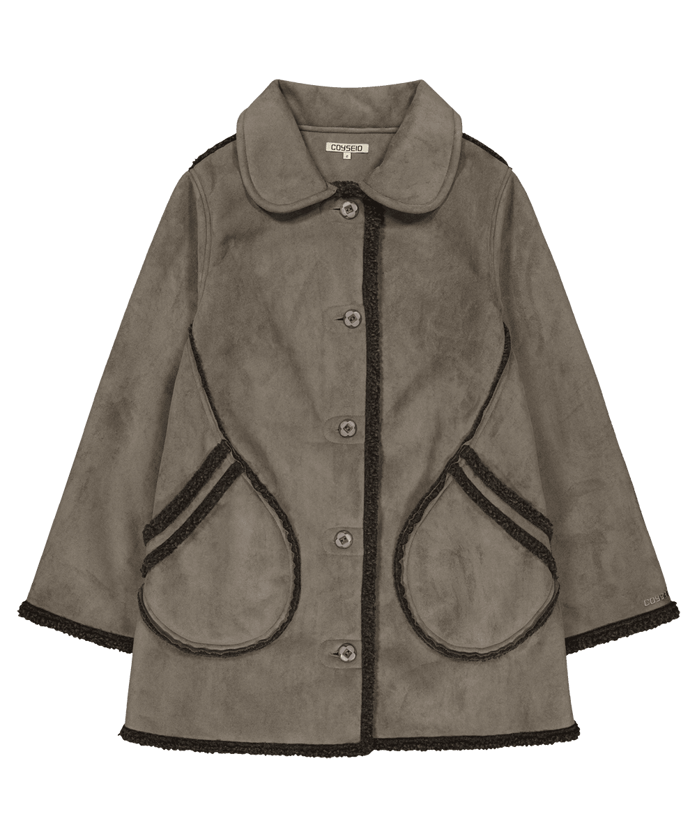 ROUND COLLAR SUEDE JACKET BROWN