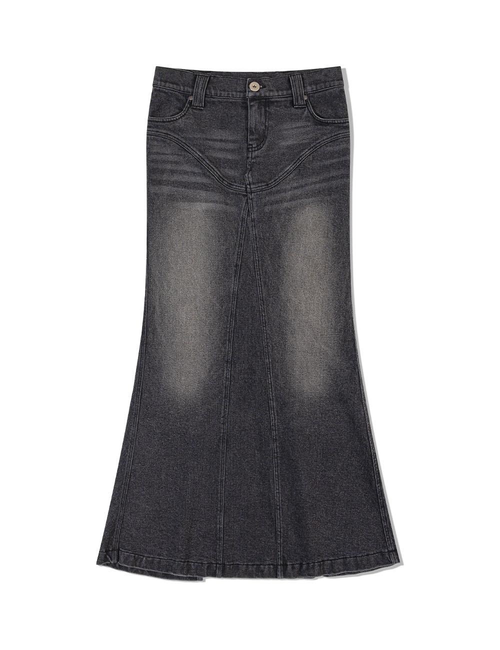 DENIM LONG SKIRT(BLACK) [DENIM 구매시 SOCKS 랜덤 증정]