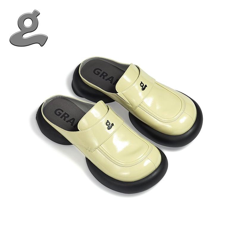 Chunky-sole leather mules"Basic Mules"