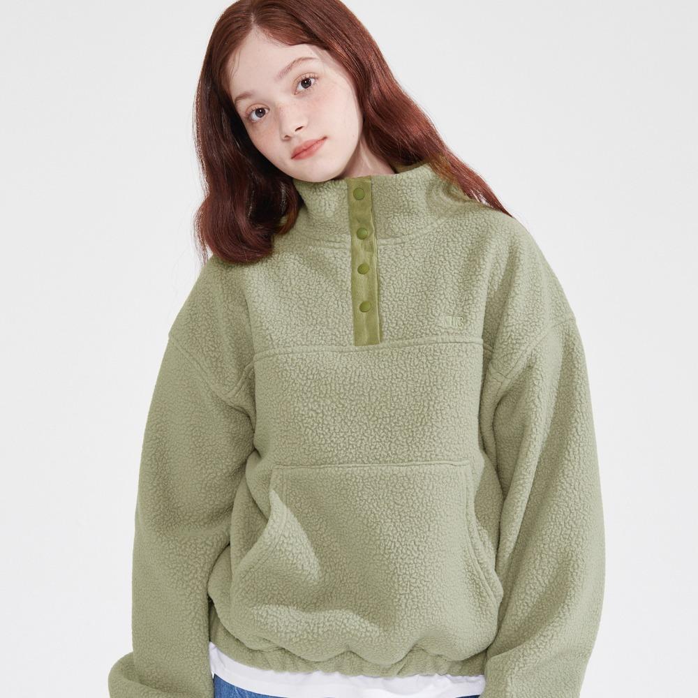 HIGH NECK DUMBLE FLEECE SWEATSHIRT [OLIVE]