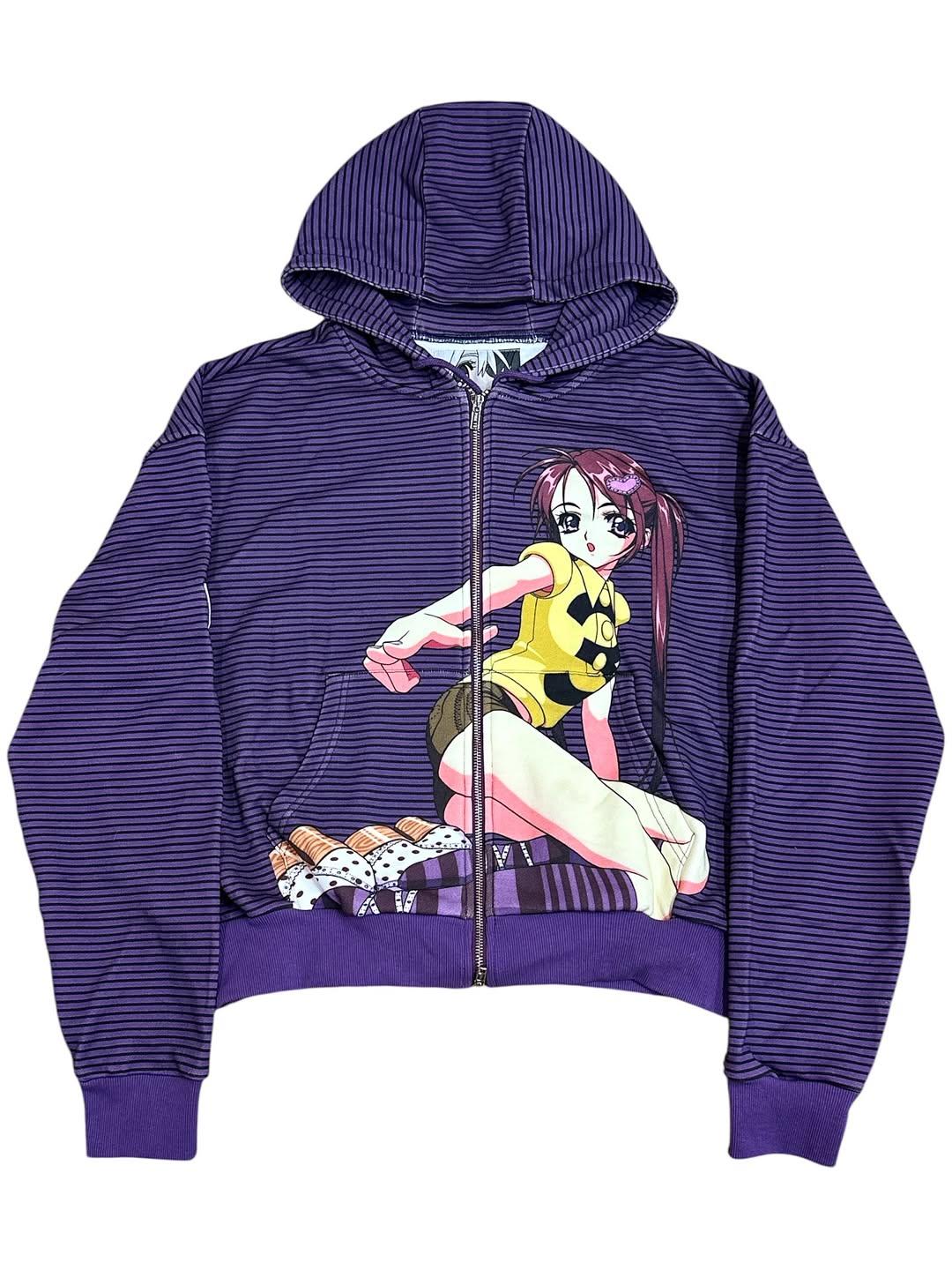 Y004225 Thin Stripe Hoodie (Purple)
