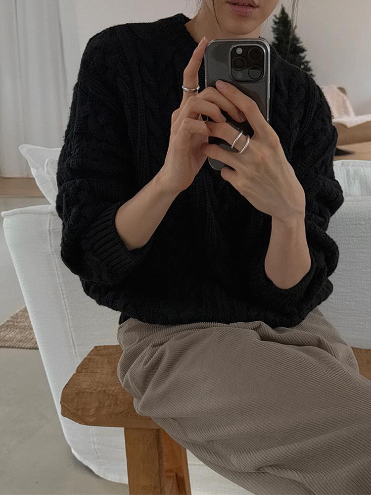 크렘므 보이스 케이블 니트