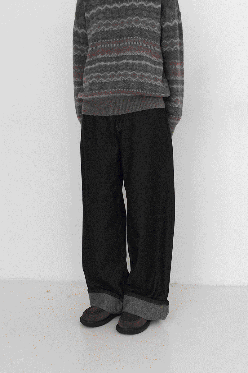 (기장조절)밈 논페이드 기모 와이드팬츠