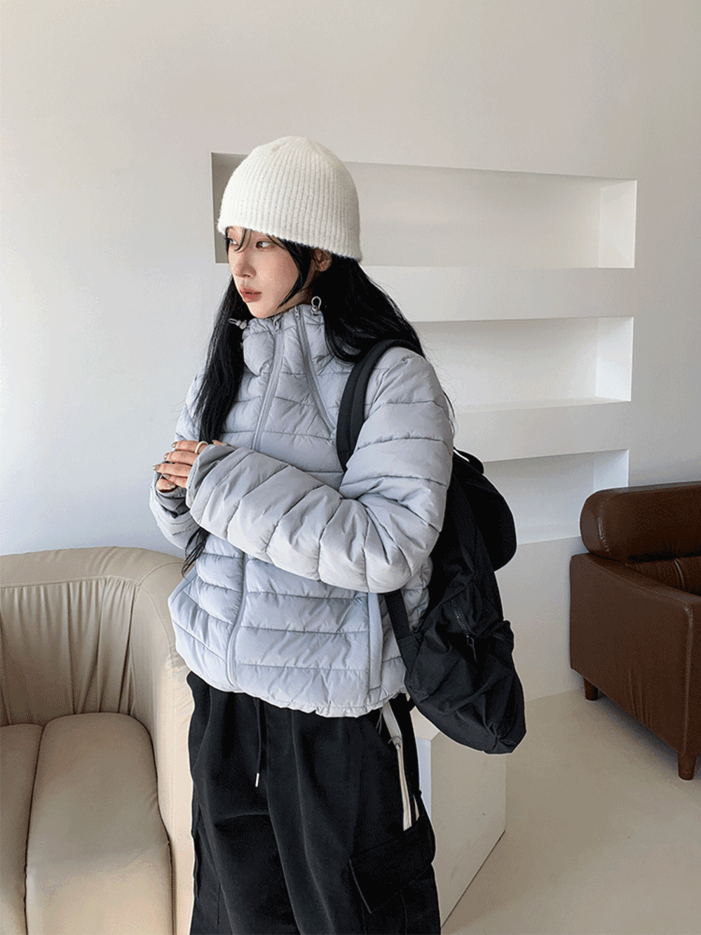 하이리밋 *주문폭주 10일소요* 아티 스트링 워머 후드 경량 패딩