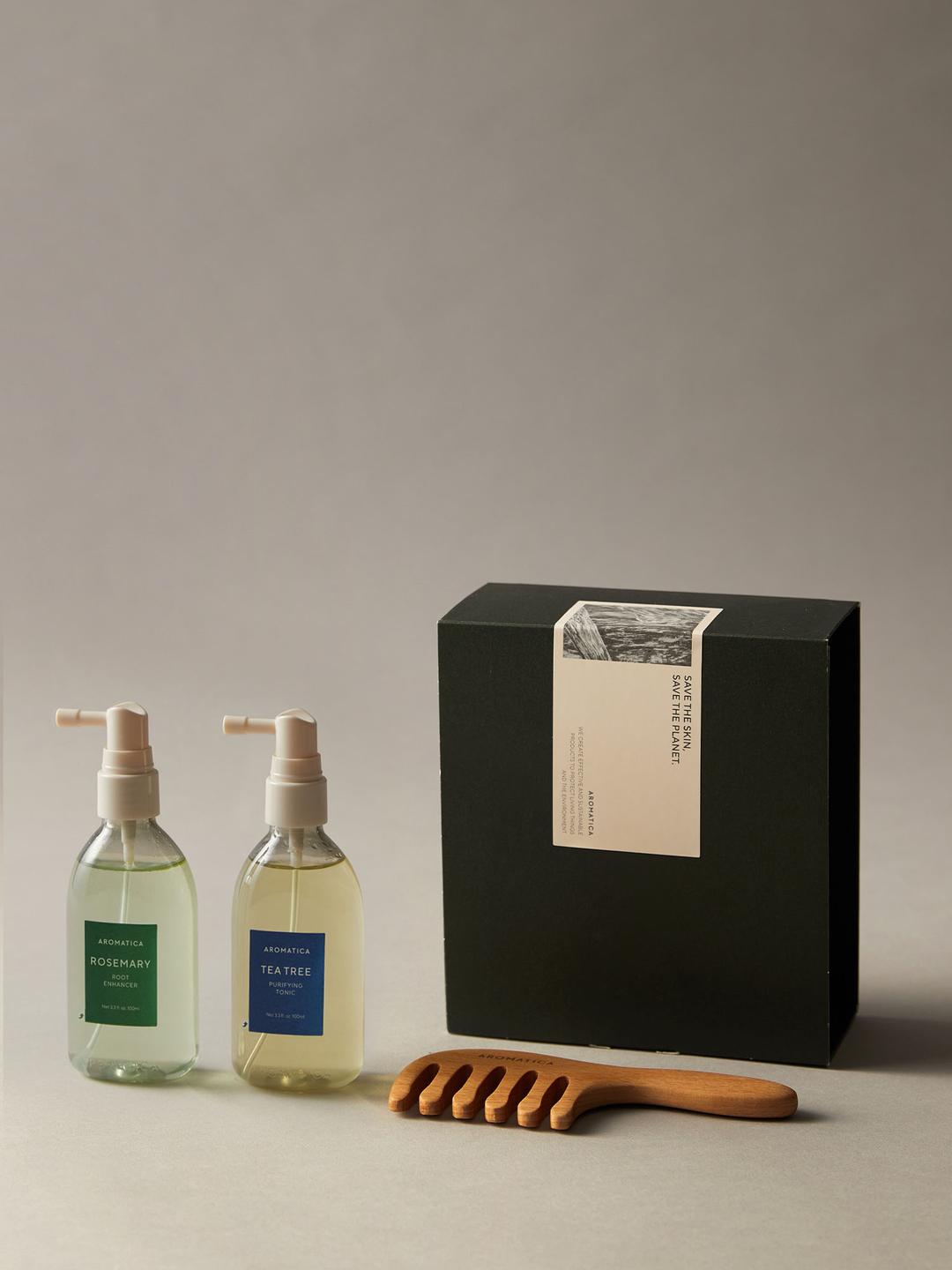 헤어 토닉 2종 & 우든 스칼프 괄사 세트