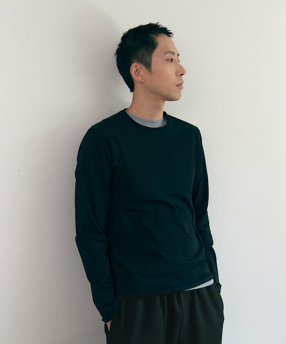 llud raw edge long sleeve black