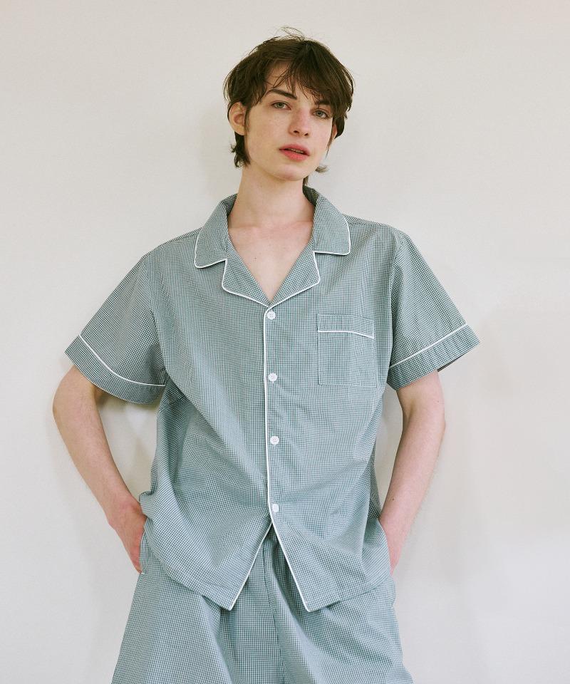 (m)스탠다드 더블핀체크 파자마 반소매세트그린(4/26 예약 출고)