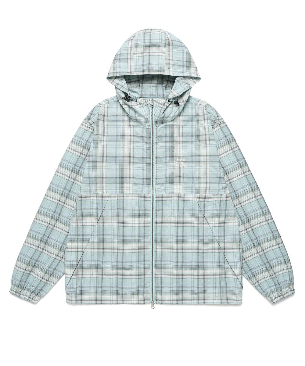 HOODED CHECK WIND BREAKER[GREEN]