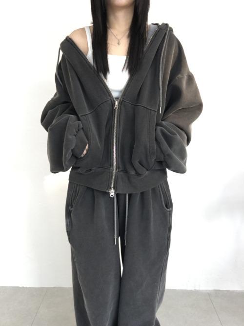 [nnn] nos hood zipup-set _ charcoal