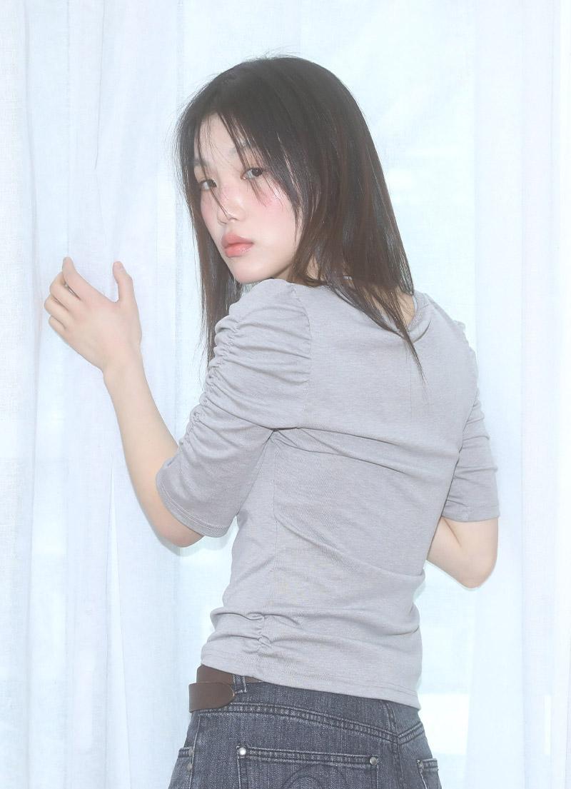 CRINKLE PUFF TEE / LIGHT KHAKI