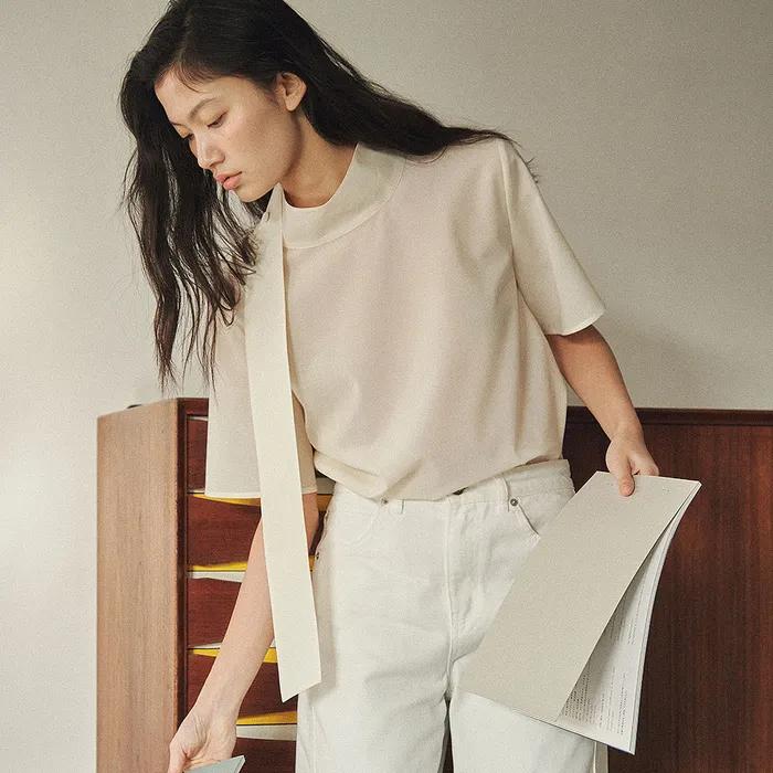 Half Sleeve Tie Blouse B208_03