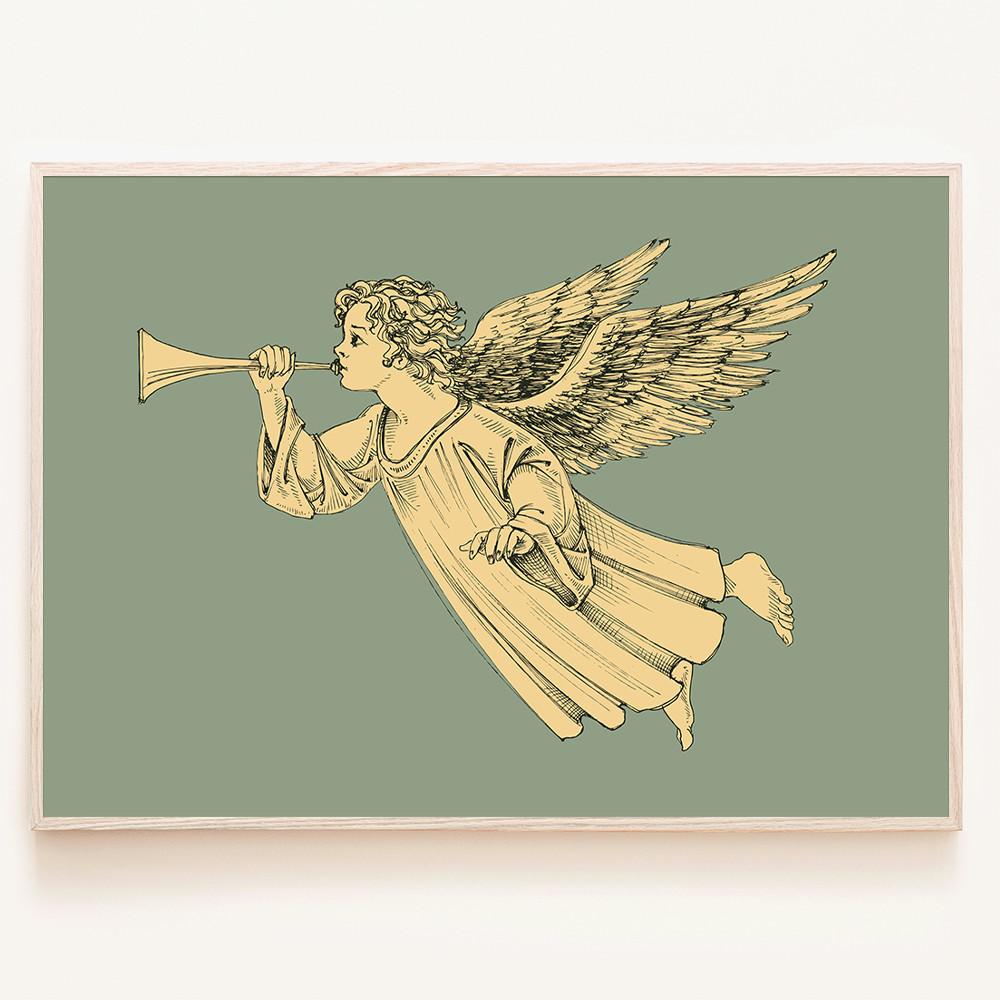 피리 부는 천사 엔틱 포스터 일러스트 그림 카페 대형 인테리어 액자