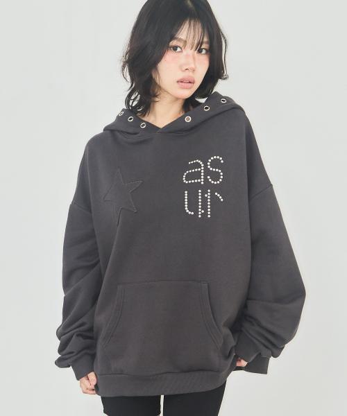 스타 아일렛 후드티 차콜