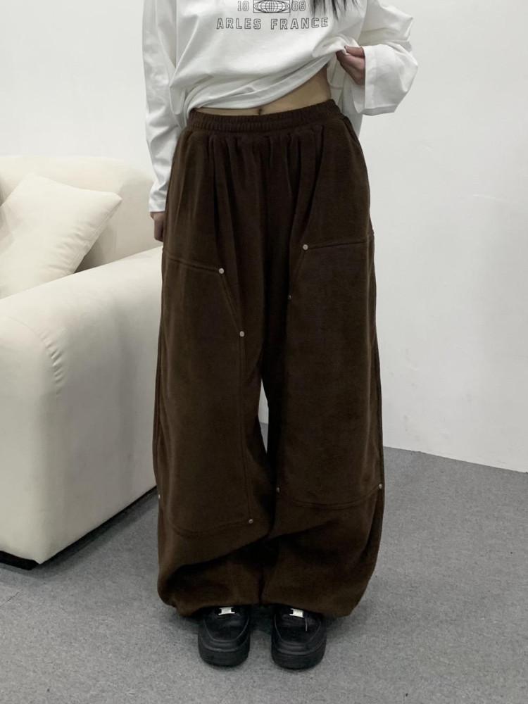 (unisex) 플리스 퍼티그 벌룬 와이드 트레이닝 팬츠 (2col)