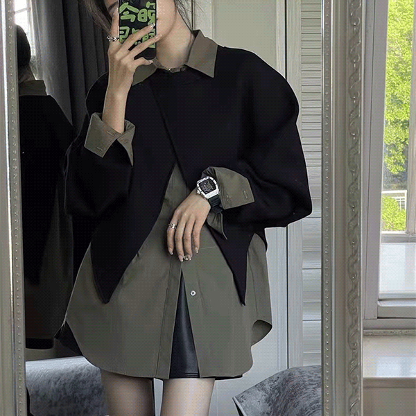 [하객룩/봄데이트룩🌸] 델튼 셔츠 + 맨투맨 set - st29243