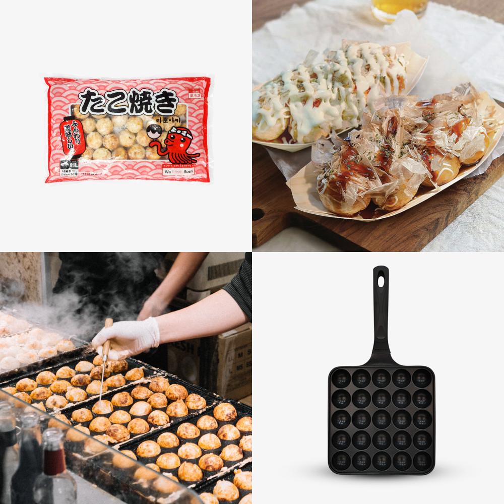 타코야끼 재료 42종 모음 타코야키믹스 다꼬야키 반죽 만들기 문어 소스 파우더 팬 송곳 쿠킹세트 문어빵