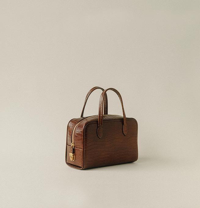 SAC LOQUET MINI CROCO BROWN