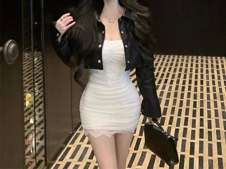 러브포엠 멜리 고급 카라 크롭 가죽 레더 버튼 숏 자켓