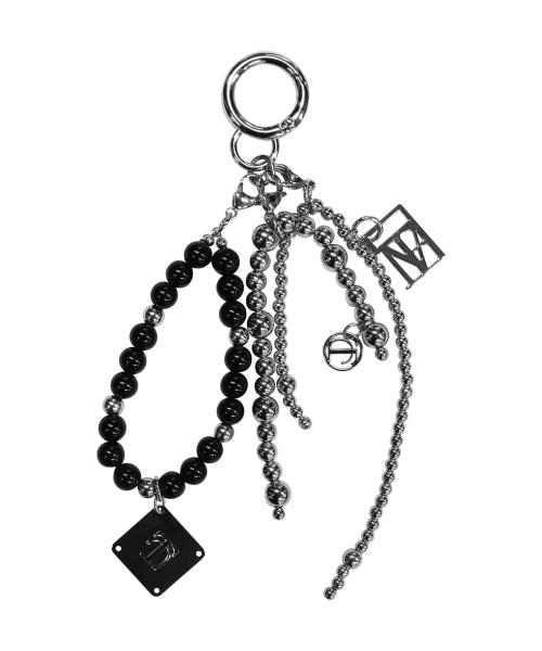 Ball Mixed Silver Key Ring [ Black ]