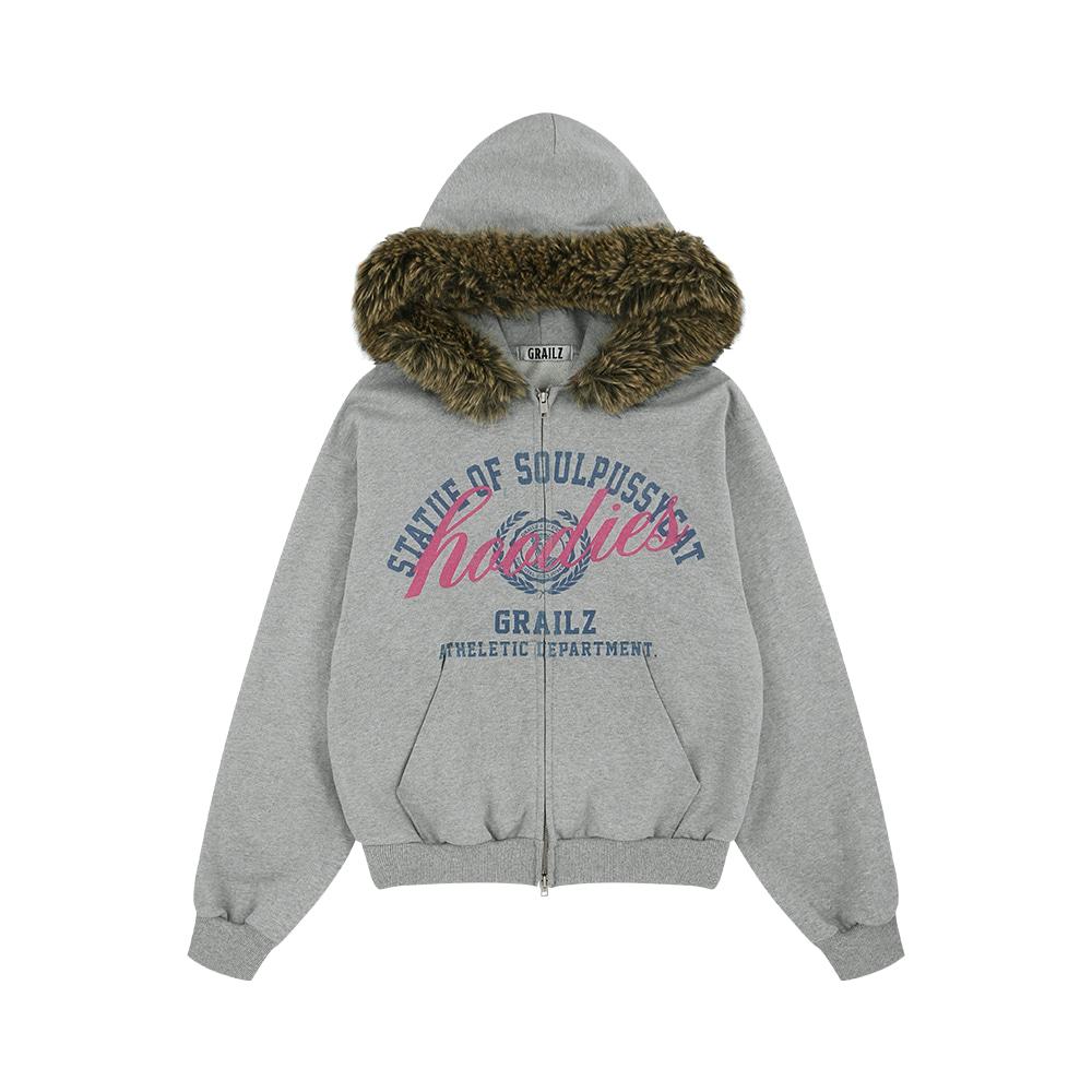 [SOULPUSSYCAT X GRAILZ] PARODY FUR ZIP HOODIE [GRAY]