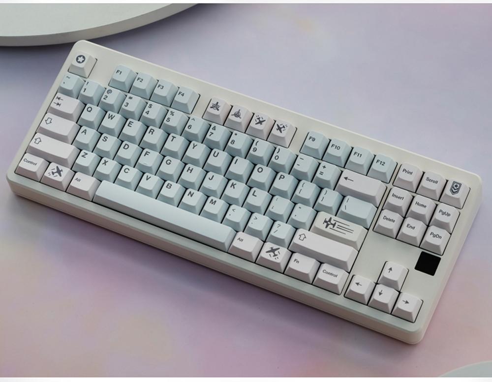 공군 화이트 스카이블루 하늘 체리 PBT 키캡 한성 레오폴드 바밀로