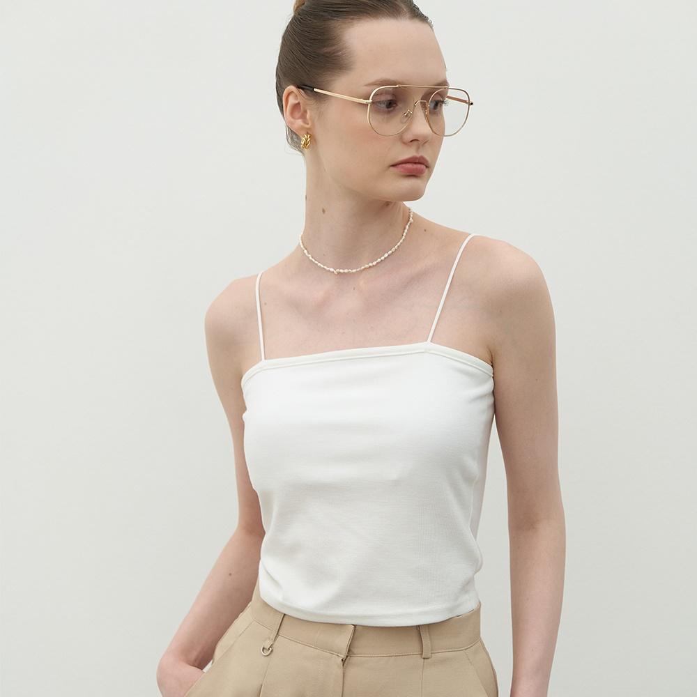 Ribbed Cap Sleeve Tank Top White