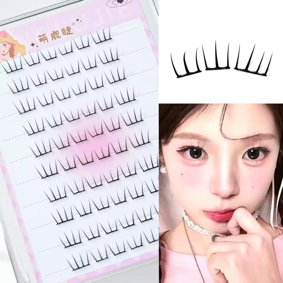 셀프 접착 클러스터 속눈썹 개별 속눈썹 접착제 필요 없음 한국 메이크업 DIY 아이래쉬 내추럴 속눈썹