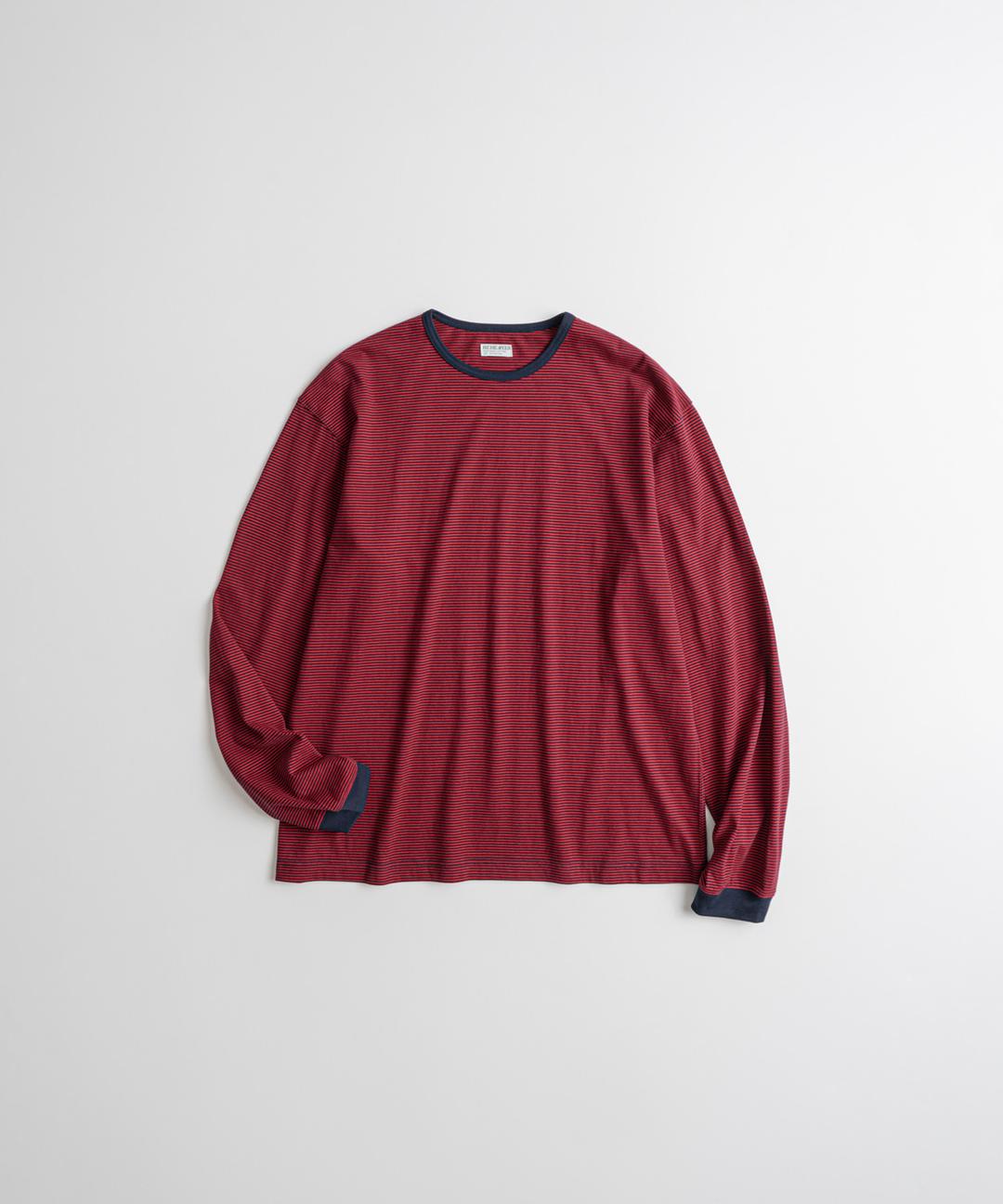 CREWNECK STRIPE L/S SHIRTS   "red/navy\"