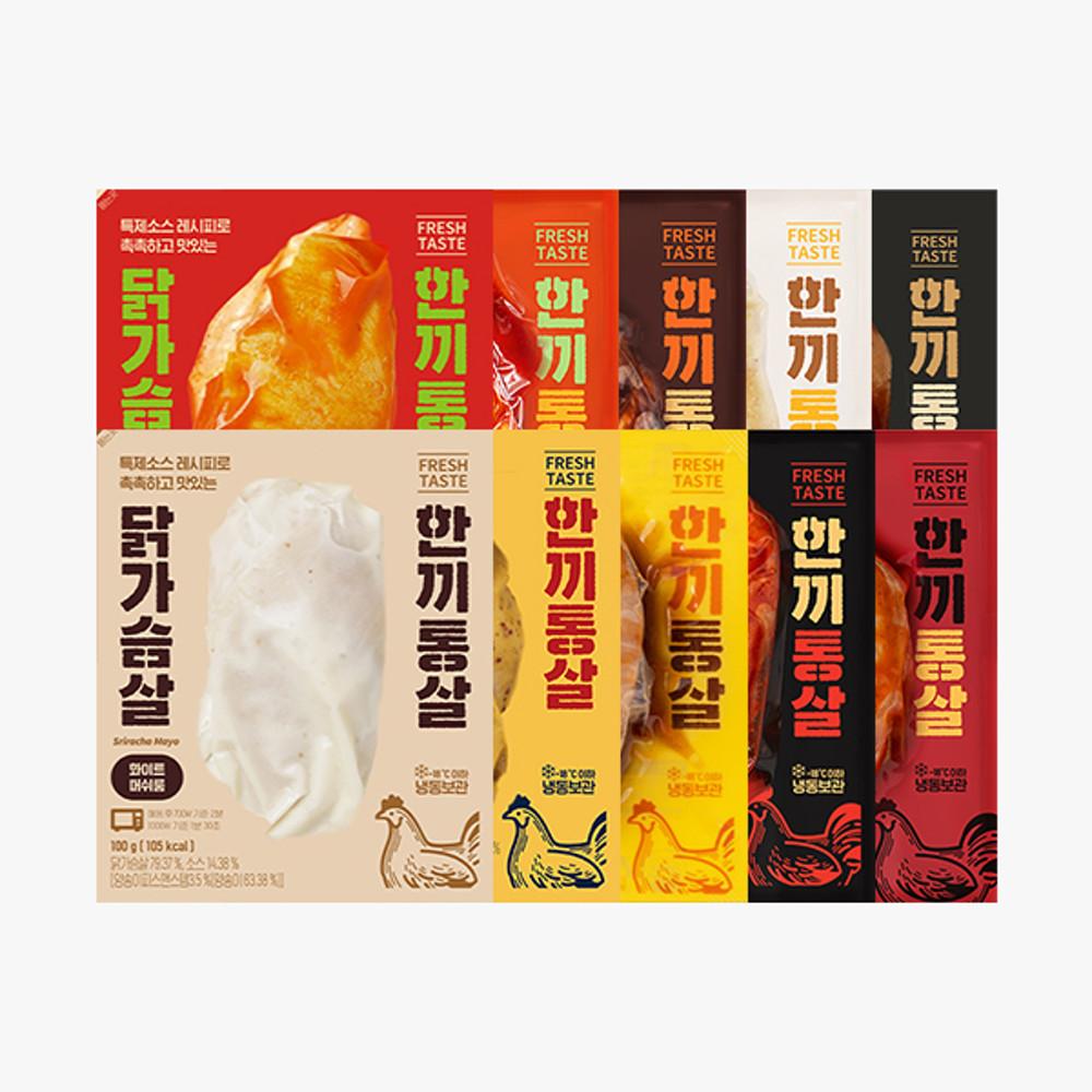한끼통살 닭가슴살 15팩 / 소스닭 스팀 양념