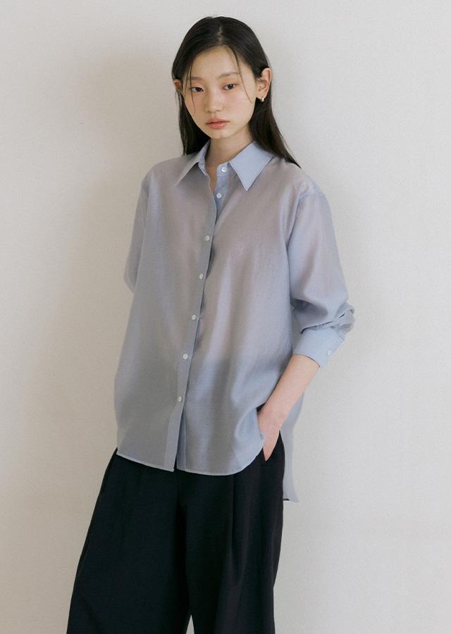 tencel basic shirt-s.blue