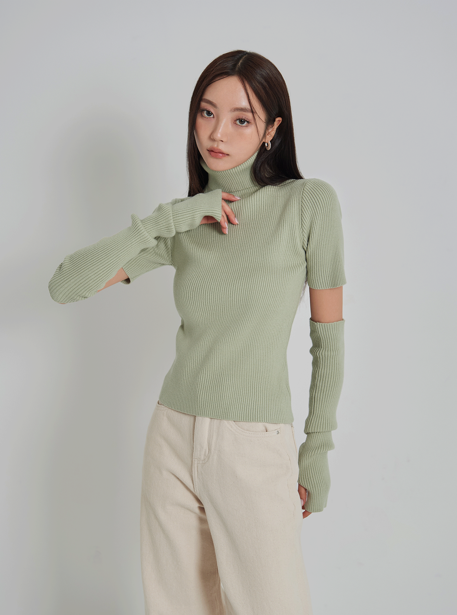 포인 암워머 니트 세트