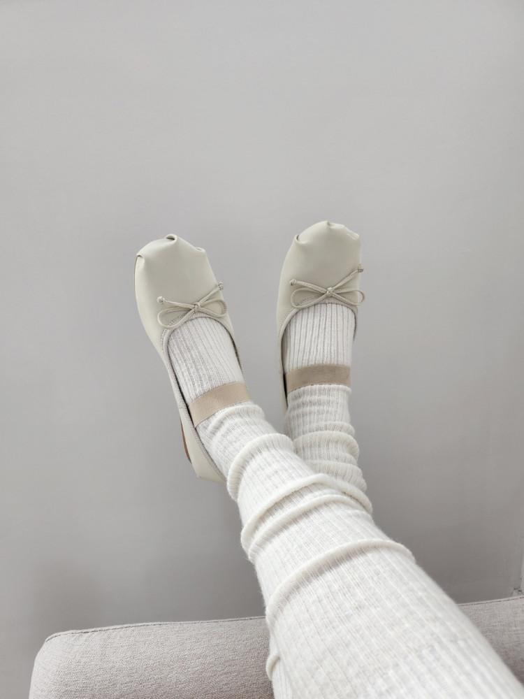 일부당일 뮤뮤 밴딩 발레리나 플랫 (2color)