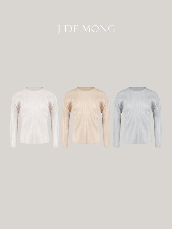 [제이드몽플리츠]글로우 베이직 라운드 긴팔탑(t)