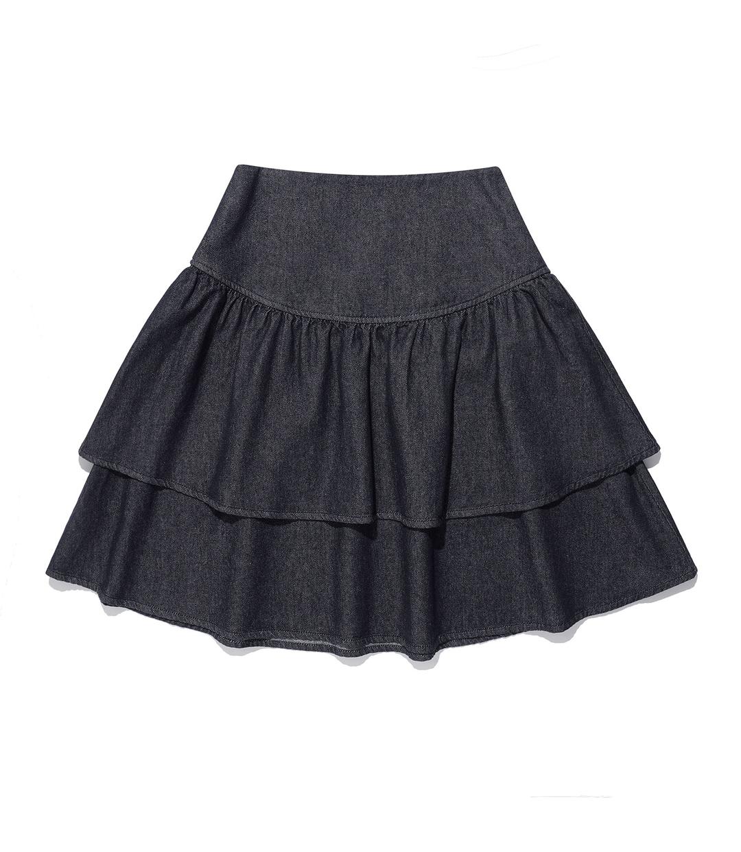 lowrise shirring denim skirt[indigo]