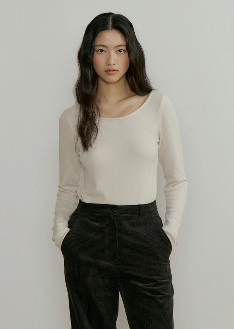 LINGSEOUL - [단독] [10%] essential boat neck top-cream