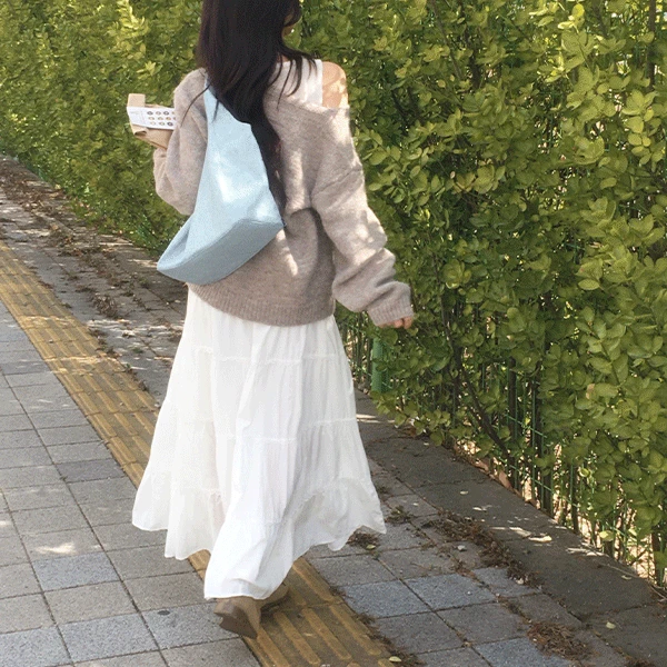 레이스 캉캉 롱 스커트