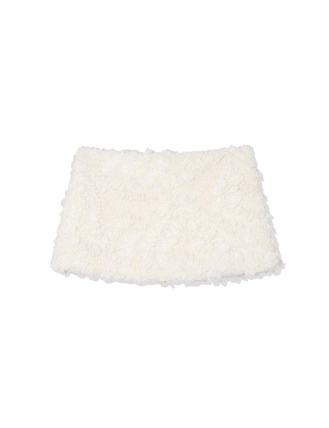 RUFFLED FUR MINI SKIRT(IVORY)