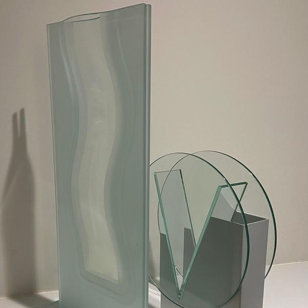 1980s giometric sculpture glass vaseㅣgermany