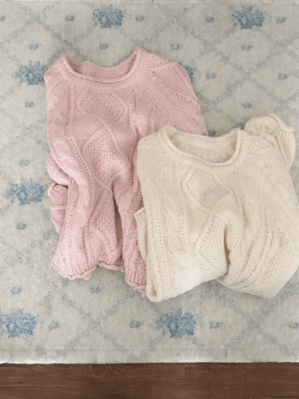 젤리 꽈배기니트