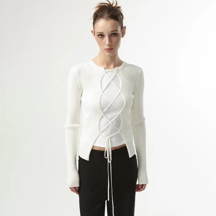BACK STRAP RIBBED KNIT (WHITE)