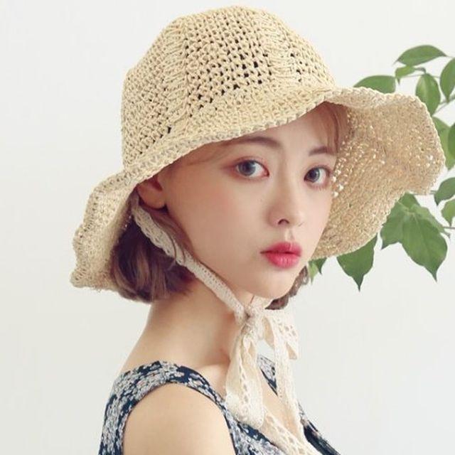 [재입고]라피아햇 레이스 모자 넓은챙 밀짚모자 여름모자 바캉스모자
