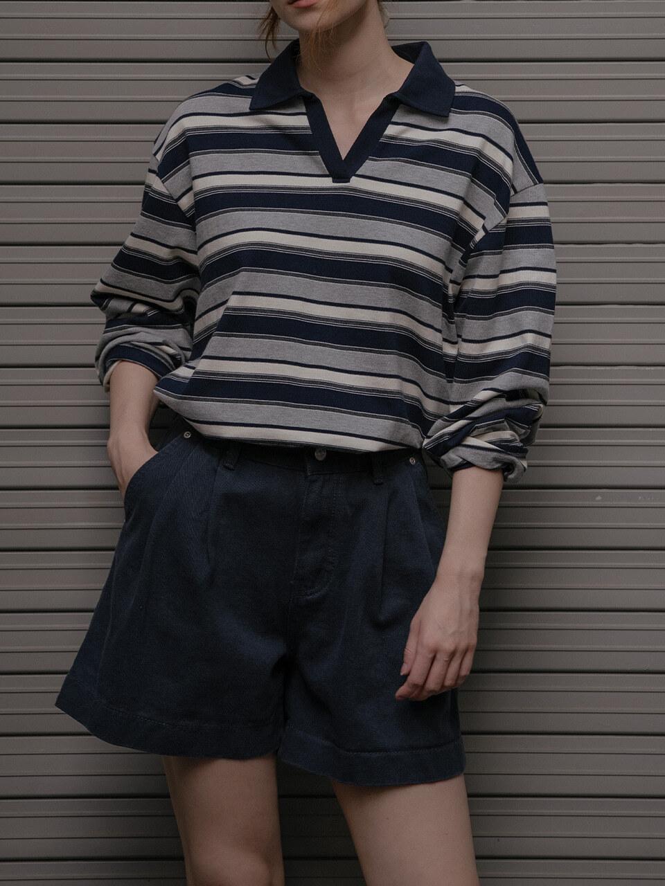 Two-tuck denim short [KNFW03PT03]_Indigo