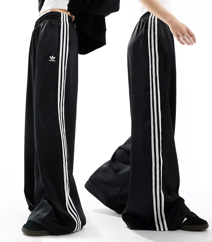 메소프501 아디다스 새틴 와이드 레그 트랙 팬츠 블랙 IU2520