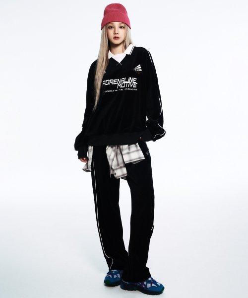 VELVET SEMI WIDE SET UP PANTS (BLACK) [LRSFCPA710M]